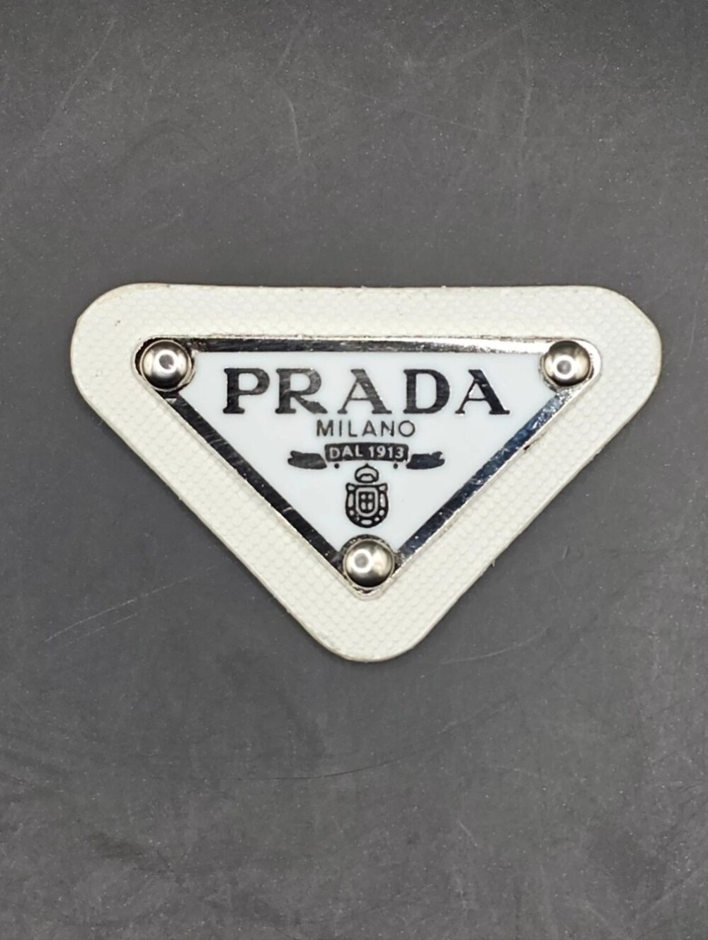 White Prada Triangle Patch